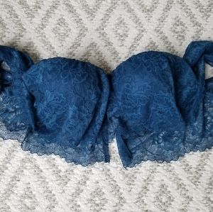 Fredericks of Hollywood Blue Lace OffShoulder Bra